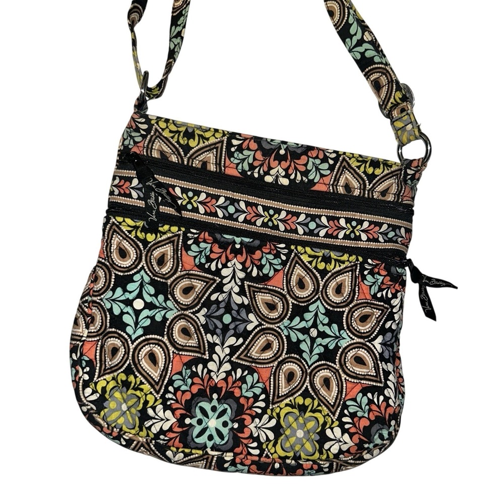 Vera Bradley Triple Zip Hipster Crossbody Bag  Quilted Purse Kensington Retired